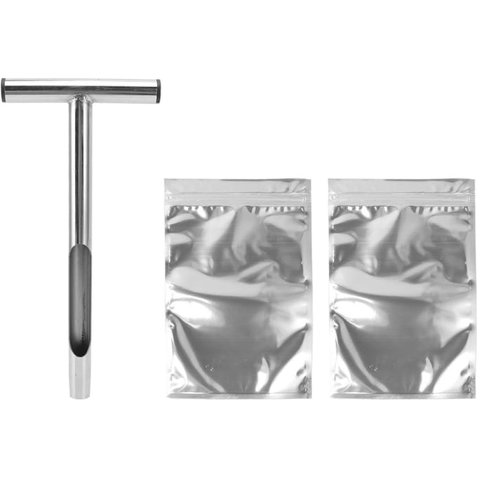 T-handvat Bodemtestkits Roestvrij staal Materiaal Bodemmonsternamekit met 2 Herbruikbare Samplers gray