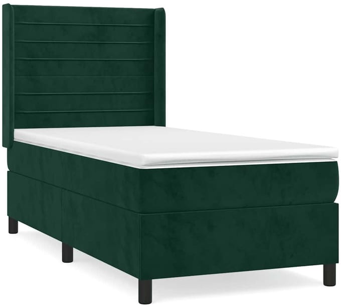 vidaXL - Boxspring - met - matras - fluweel - donkergroen - 100x200 - cm