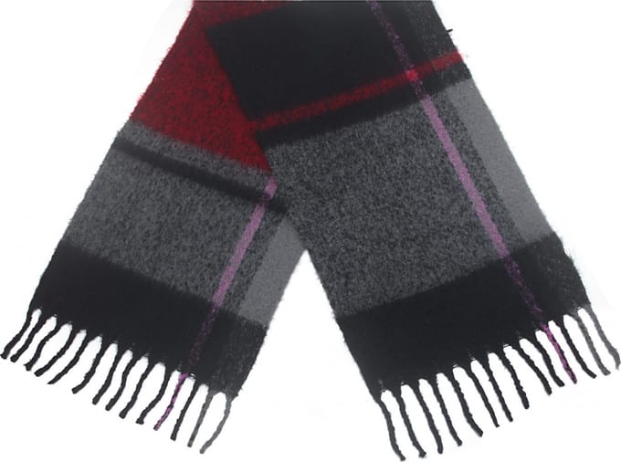 Cwi Sjaal Blokken - Dames - 190 X 50 Cm - Rood/grijs/zwart