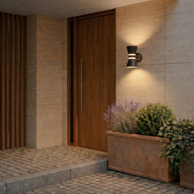 Lucande LED buiten wandlamp Meravi, antraciet, 2-lamps, IP44