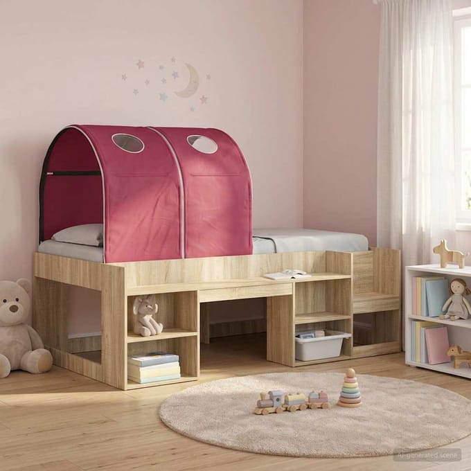 vidaXL - Bedtunnel - voor - kinderbedden - 2 - st - Rood - Polyester