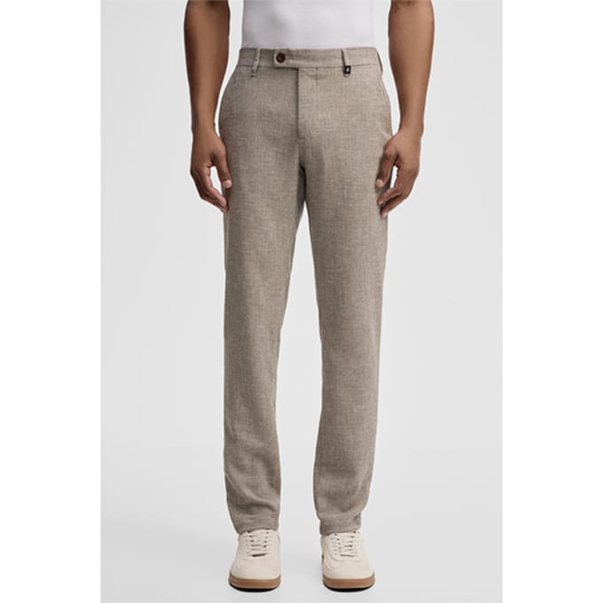 Chino Code met linnenaandeel, beige gemêleerd