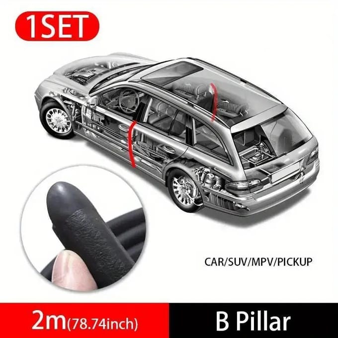 Autodeurrand Weerstrip 2 Stuks Auto Afdichtstrips B-Stijl Geluid Winddichte Bescherming Auto Afdichtmiddel Accessoires EPDM gray