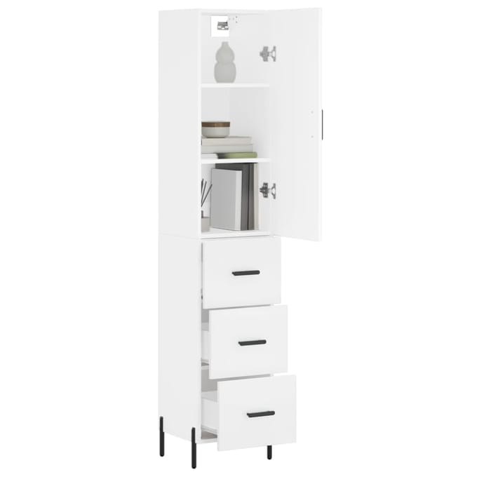 vidaXL - Hoge - kast - 34,5x34x180 - cm - bewerkt - hout - wit