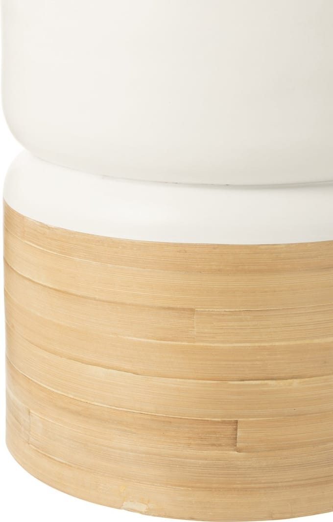 J-Line bijzettafel Rond - bamboe - wit/naturel