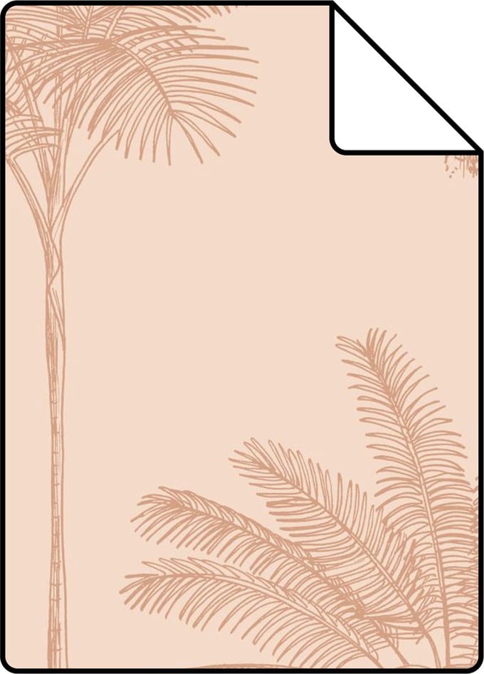 Proefstaal ESTAhome behang palmbomen terracotta roze - 26.5 x 21 cm - 139741-S