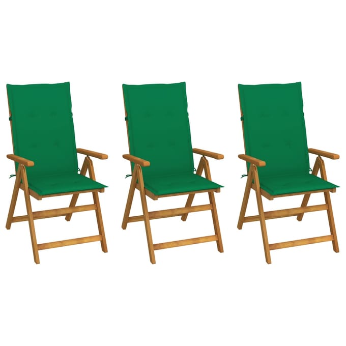 vidaXL - Inklapbare - stoelen - 3 - st - met - kussens - massief - acaciahout
