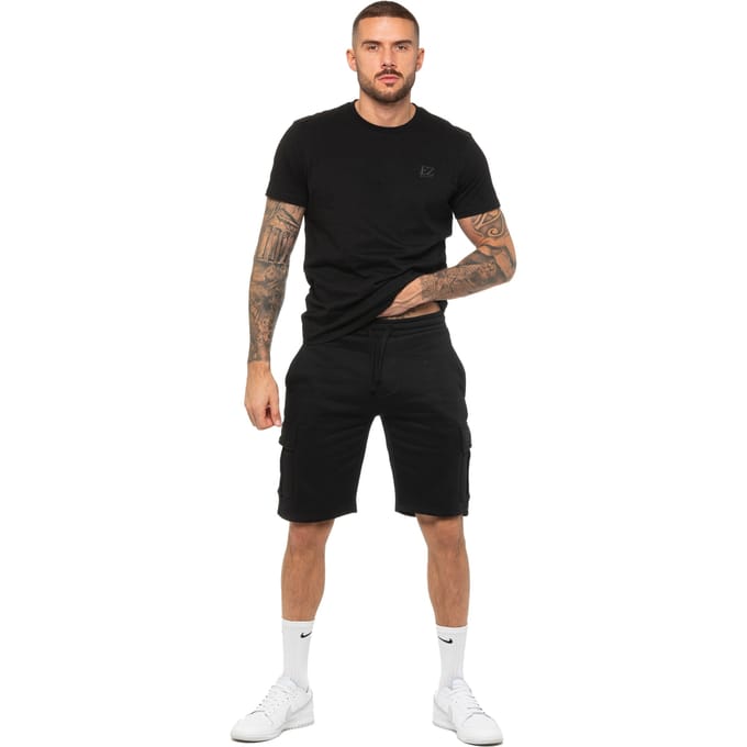 Enzo | Heren T-shirt Trainingspak Met Korte Broek Set - Zwart