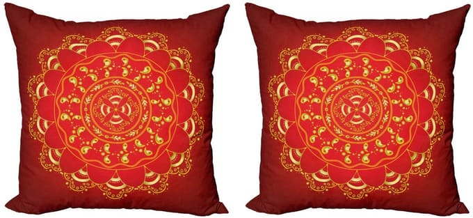 ABAKUHAUS Rode mandala kussenhoes set – 2x60x60 cm – dubbelzijdig