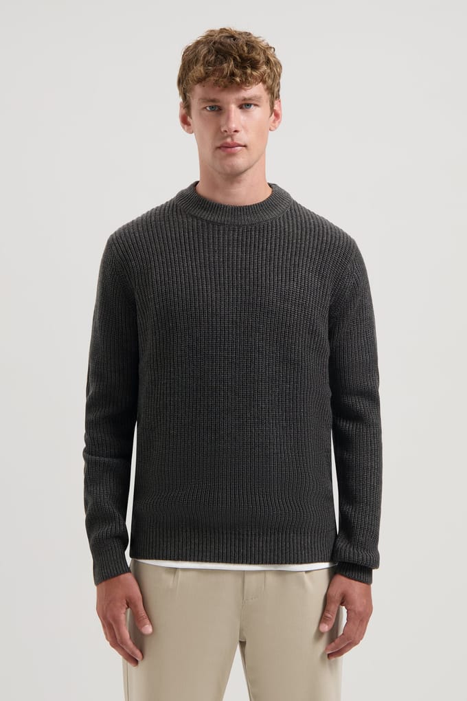 Dstrezzed Ds-crew Ribknit Anthra Melange Maat: M | Sweaters Outlet | Heren | Grijs