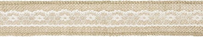 Kanten Jute lint | Middenstrook | 5 cm breed | 5 meter lang