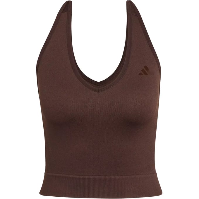 Adidas Performance Workout Essentials Knit Halterneck T-Shirt - Dames - Bruin