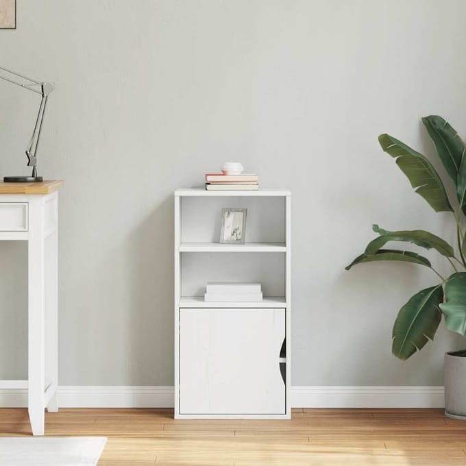 vidaXL - Bijzetkast - ODDA - 40x24x79 - cm - massief - grenenhout - wit