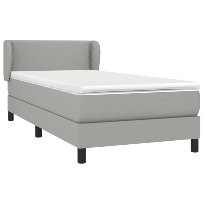 vidaXL - Boxspring - met - matras - stof - lichtgrijs - 100x200 - cm
