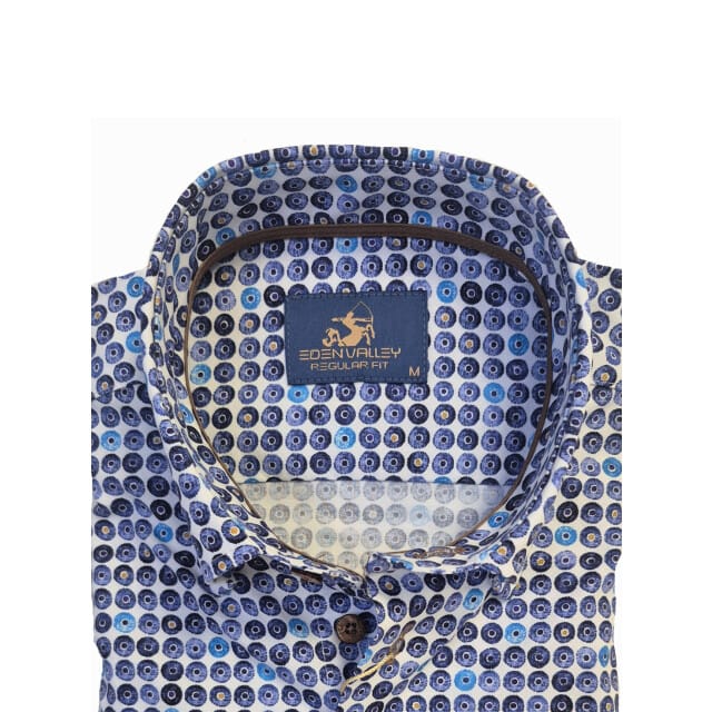 Eden Valley - Lange mouw overhemd - Mannen - M - Blauw - Katoen - 216246-35-Regular