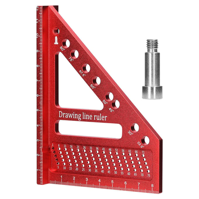 Aluminiumlegering Multifunctionele Hoekmeetliniaal Houtbewerking DIY Verstek Driehoekige Liniaal Gebruiksvoorwerp Krassend red