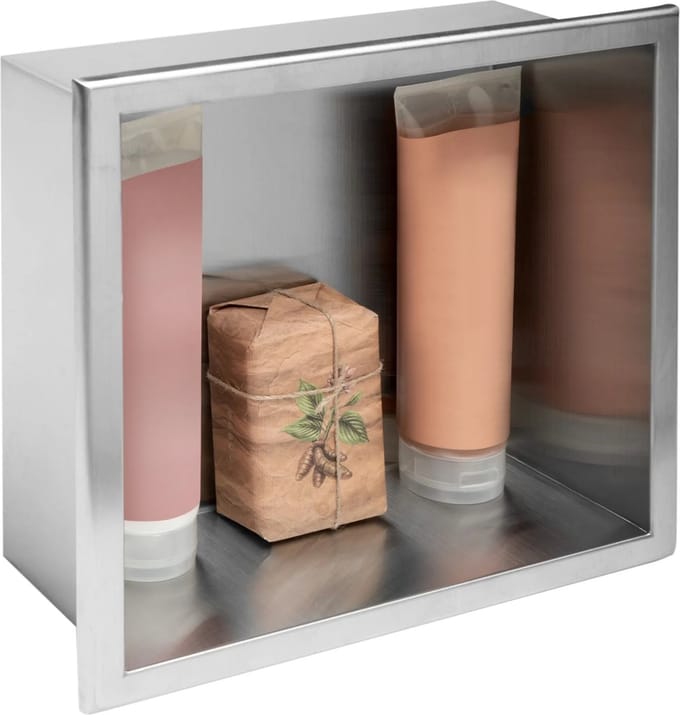 Rea - Badkamer Inbouwnis - Geborsteld Staal - 10X30X30Cm