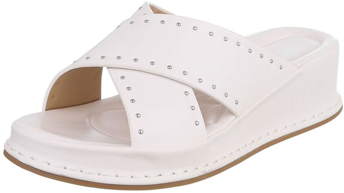 Dames sleehak slippers met studs en kruisband Mt:40