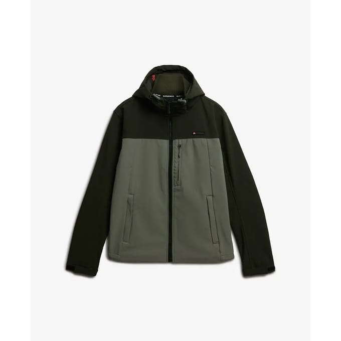 Superdry Softshell Colourblock Jas met Capuchon Green Grootte: XL