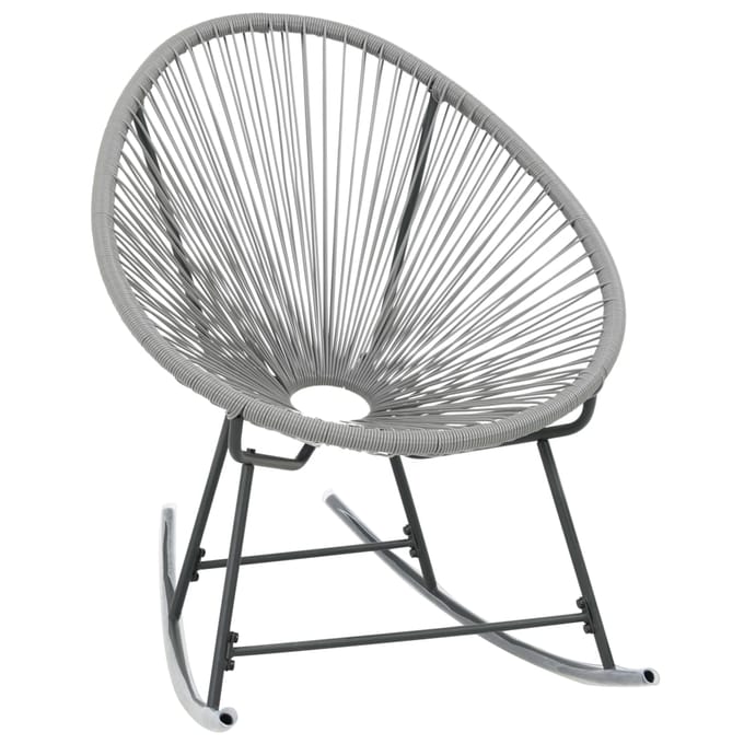 vidaXL - Tuinmaanstoel - schommelend - poly - rattan - grijs