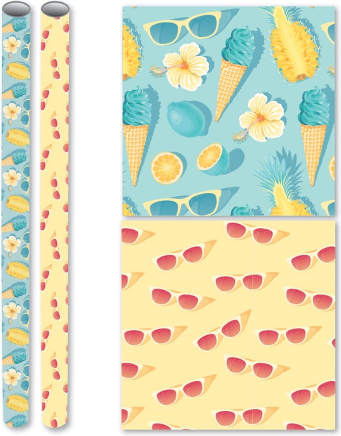 Summer - Kaftpapier - 2 meter x 70 cm - 4 Rollen