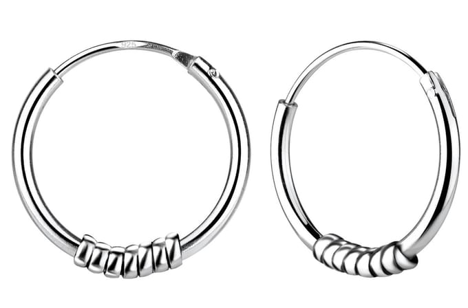 Joy|S - Zilveren Bali oorringen - 14 mm - geoxideerd - t99