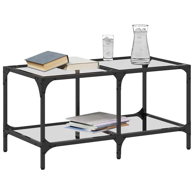 vidaXL - Salontafel - met - transparant - glazen - blad - 78,5x40x40 - cm - staal