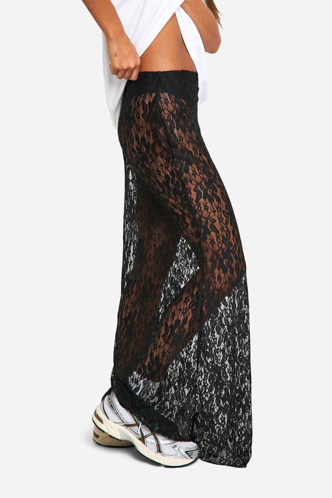 boohoo Dames Lace Maxi Kolomrok | Black | Maat: 6