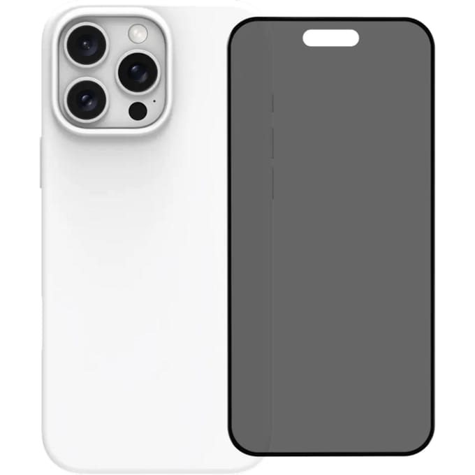BlueBuilt Back Cover iPhone 16 Pro Max Wit + Privacy Filter Screenprotector Glas