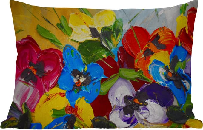 Buitenkussens - Olieverf - Schilderij - Bloemen - 60x40 cm - Weerbestendig