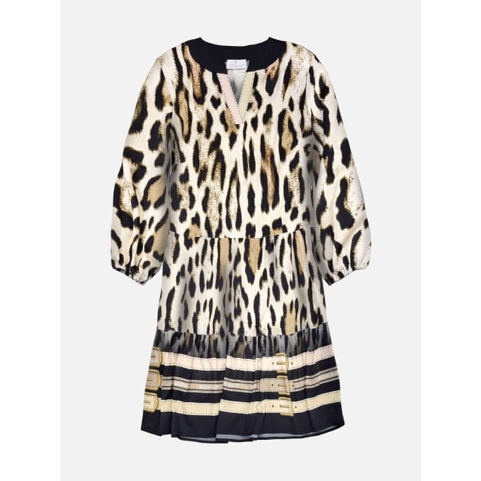 Mucho Gusto Jurk san rafael luipaardprint met riemen