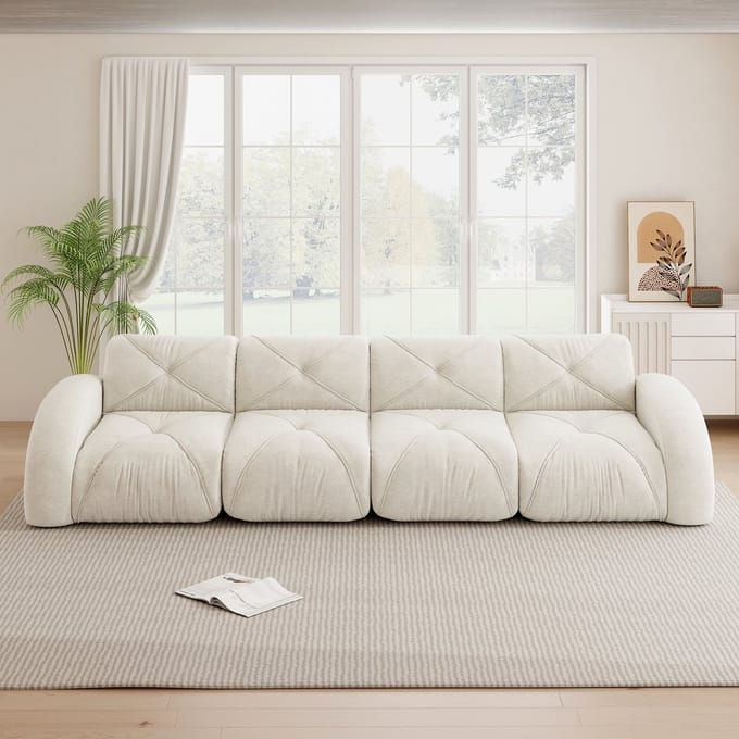 MODFU Modulair Bankstel - Frameloos - Flexibel - Woonkamer - Chenille - Wit