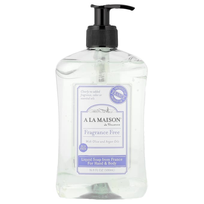 A La Maison de Provence, Savon Liquide, Mains et Corps, Sans Parfum, 500 ml (16,9 onces liquides) white