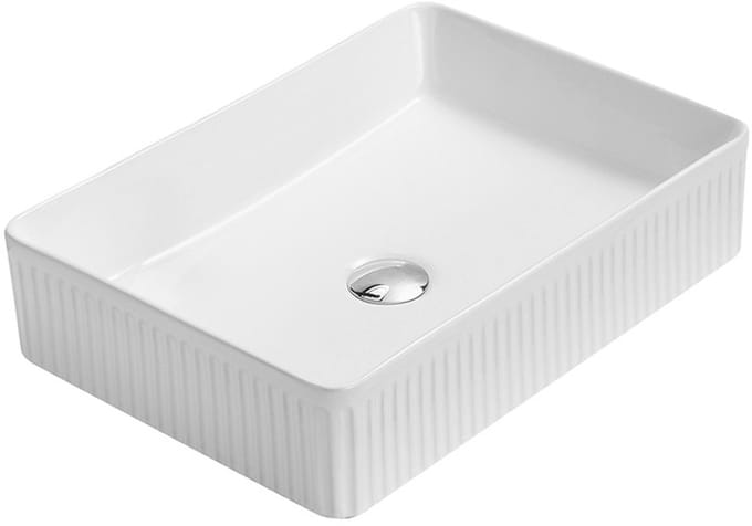 Mexen Grovo geribbelde opbouw wastafel 51 x 37 cm, wit - 22305100