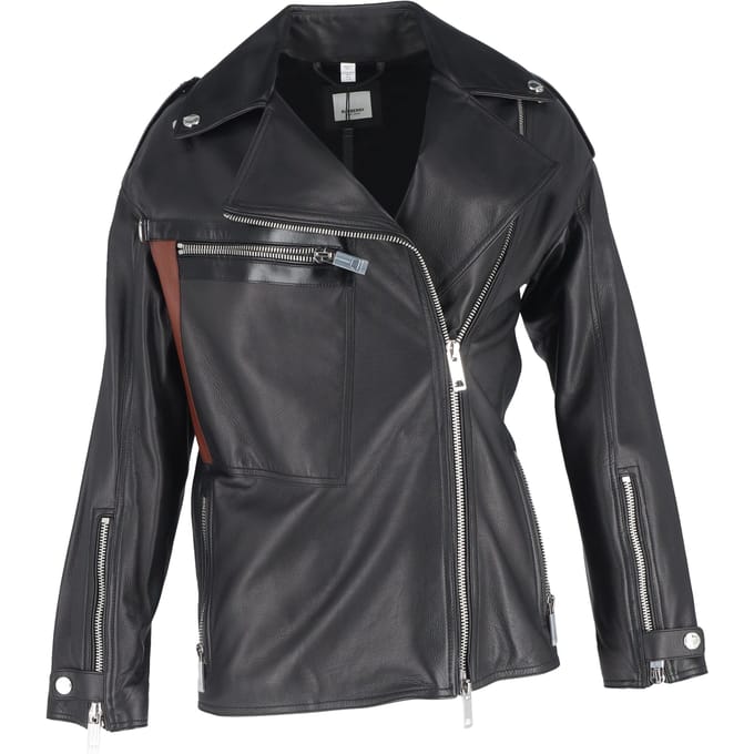 Burberry Stonefield Pocketdetail Bikerjack in Zwart Leer
