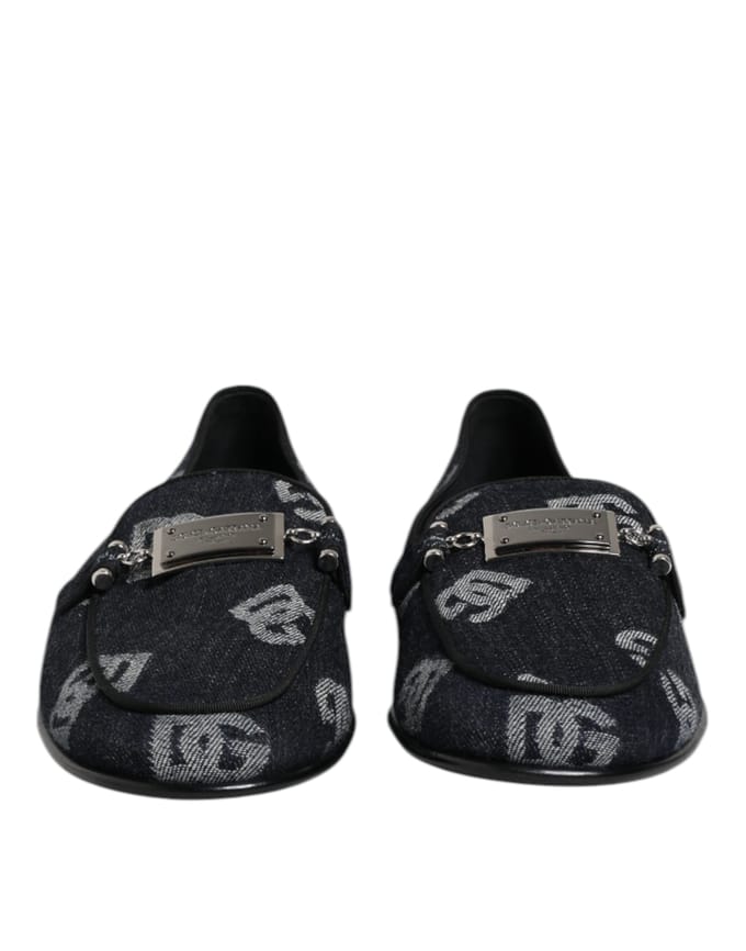 Dolce & Gabbana Blauwe Logo Katoenen Instappers Formele Schoenen
