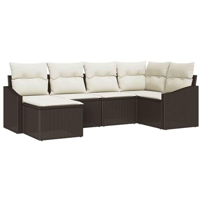 vidaXL Bankstel 6 st Bruin poly rattan
