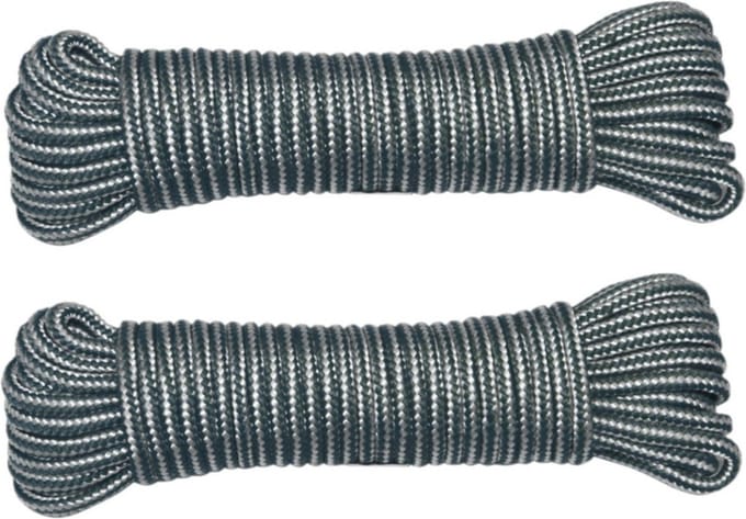 AMIG Paracord touw - 2x - 20 meter - D4mm - 100kg - PP/PE - legergroen/wit