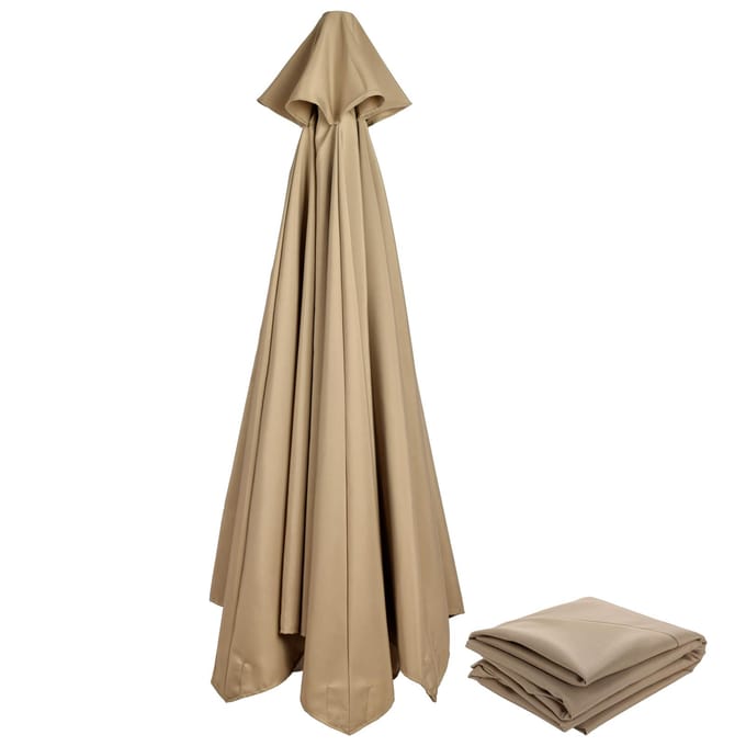 Remplacement de la toile de parasol d'extérieur, protection solaire imperméable en polyester pour structure de parasol à 2,7 m d'armature Type 1 beige