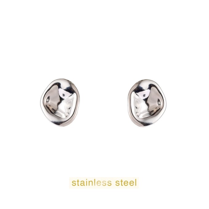 Go Dutch Label Oorknoppen Small Dented Round Zilverkleurig