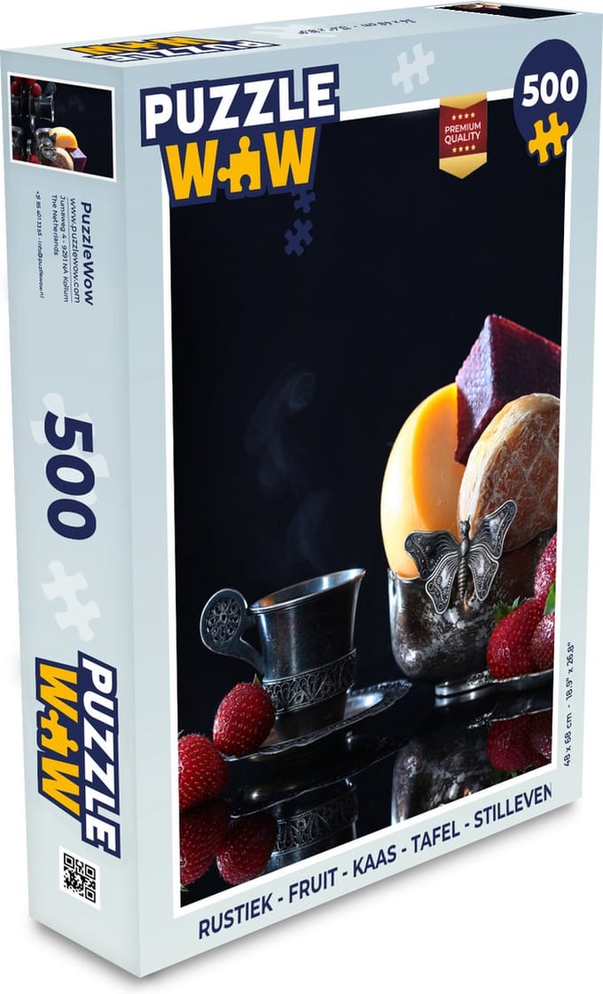 Puzzel Rustiek - Fruit - Kaas - Tafel - Stilleven - Legpuzzel - Puzzel 500 stukjes
