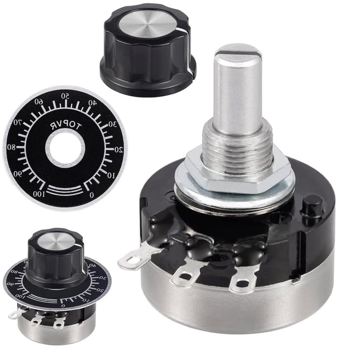 Draaipotentiometer Set - Variabele Weerstand - Snelheid Regelen - 30K Ohm Waarde - 2 Stuks - Zilver Zwart