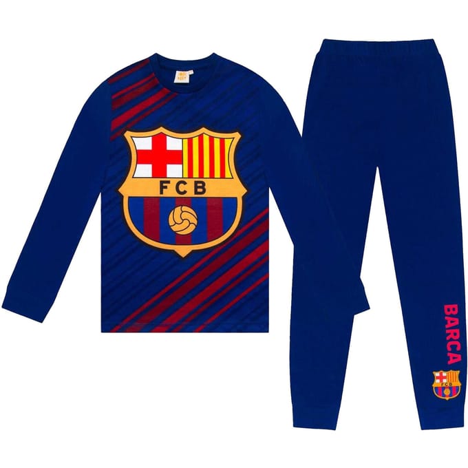 FC Barcelona Jongens Lange Pyjama Set 5-6 Years blauw