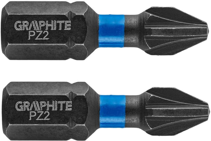 Graphite - PZ2 Impact Bit - 25mm - Staal S2 - 2 Stuks