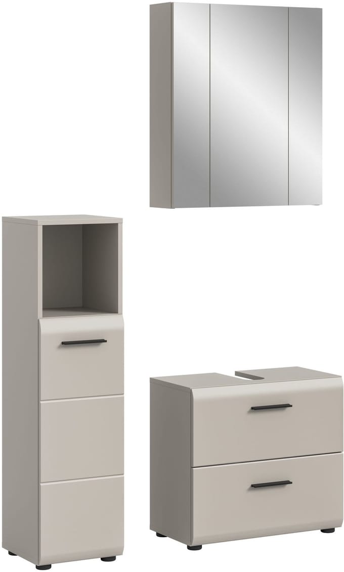 Badcombinatie Kasjmier - Moderne Hoge Kast met Spiegel - 105x185x30 cm