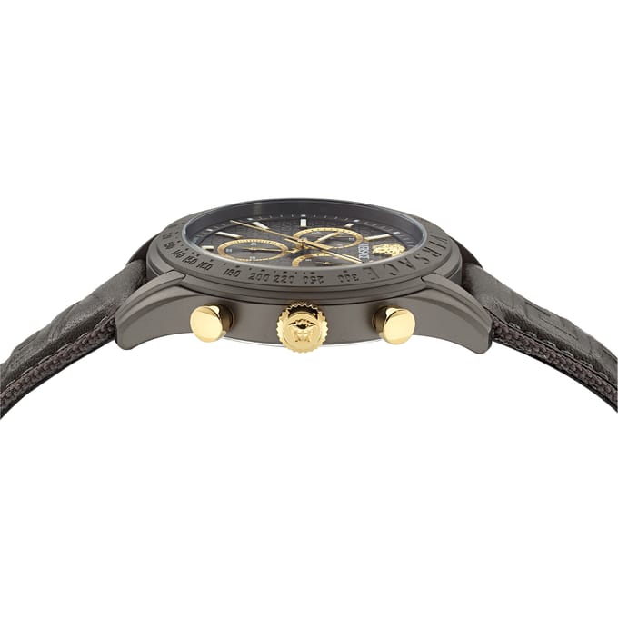 Versace Chrono Master VE8R00124 Horloge - Leer - Grijs - Ø 44 mm