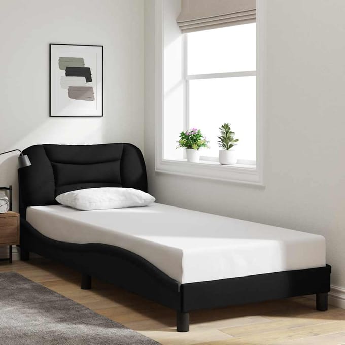 vidaXL - Bedframe - zonder - matras - "Hvar" - 80x200 - cm - stof - zwart