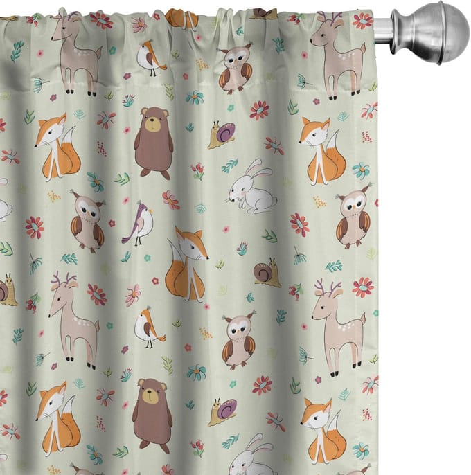 ABAKUHAUS Dieren Gordijnen – 2x75x225 cm – Meerkleurig – Microfiber