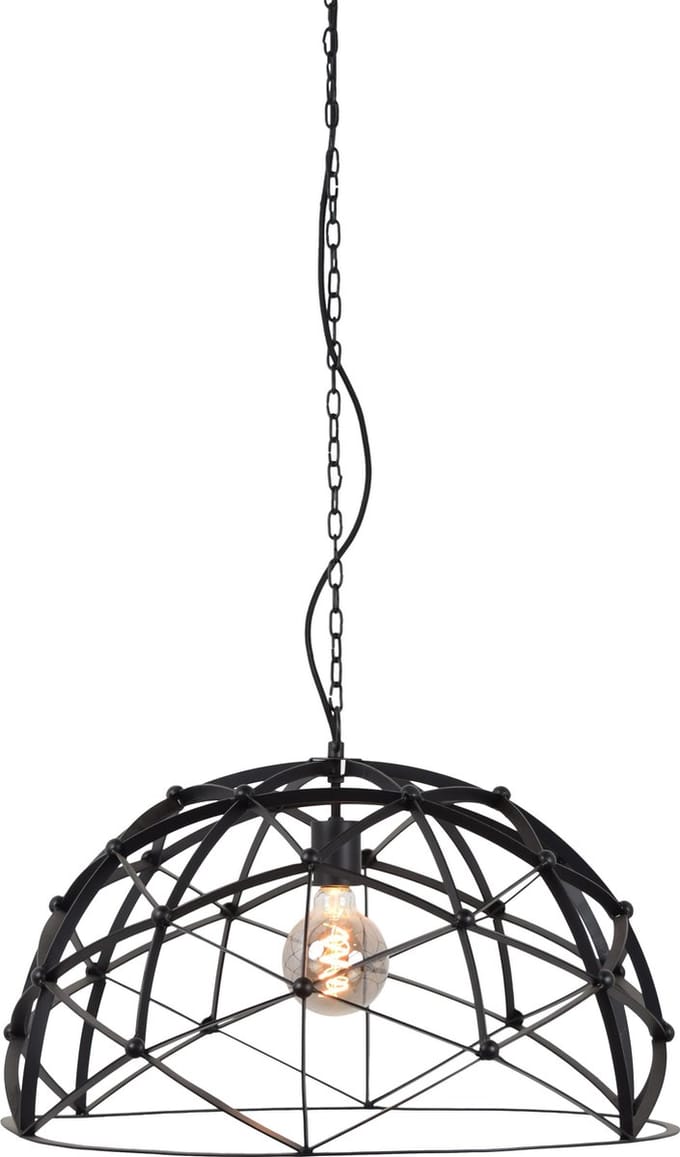 Industriële hanglamp Ladan, zwart, rond