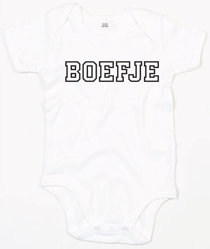 Baby Romper Boefje 3-6 maand - Wit - Rompertjes baby met tekst